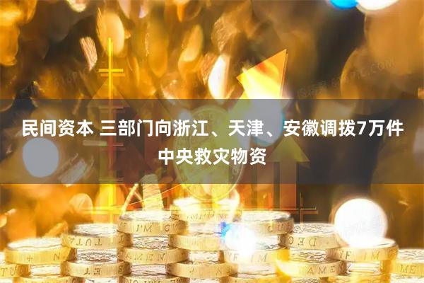 民间资本 三部门向浙江、天津、安徽调拨7万件中央救灾物资